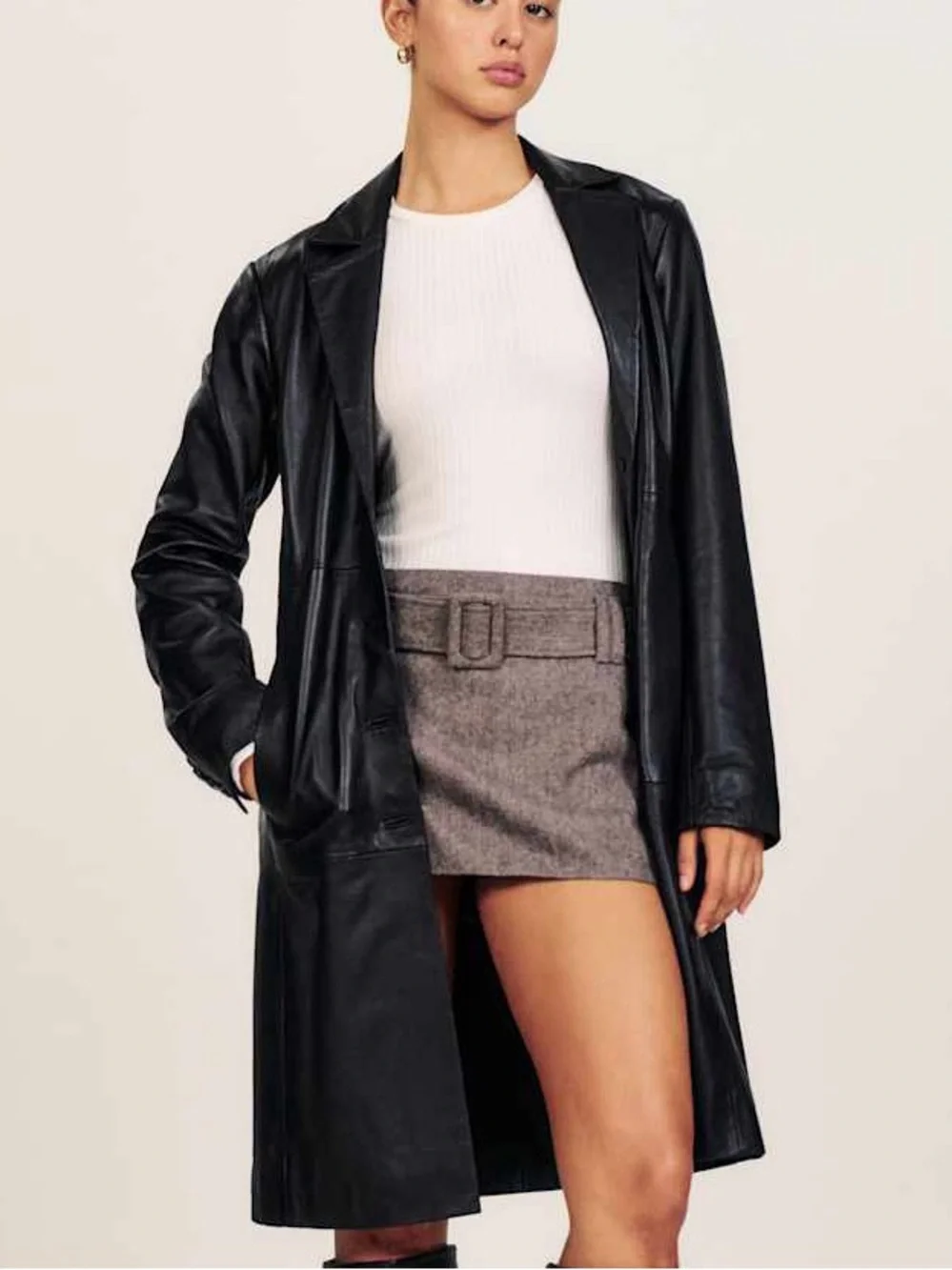 Reformation Carla Laina Low Rise Wool Mini Skirt in Cocoa